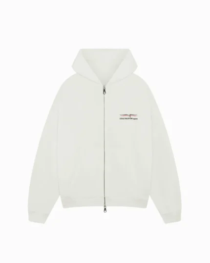 COLE BUXTON SPORT ZIPPED VINTAGE WHITE HOODIE
